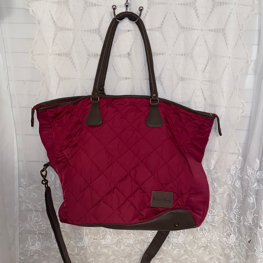 Jack Murphy burgundy quilted nylon tote bag